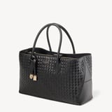 London Tote Black Woven Leather