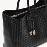 London Tote Black Woven Leather