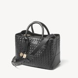 Midi London Tote Black Woven Leather