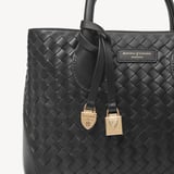 Midi London Tote Black Woven Leather