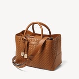 Midi London Tote Tan Woven Leather