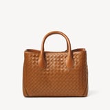 Midi London Tote Tan Woven Leather