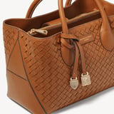 Midi London Tote Tan Woven Leather