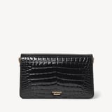 Eliza Clutch Black Patent Croc