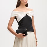 Eliza Clutch Black Patent Croc