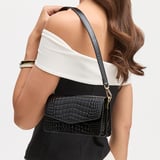Eliza Clutch Black Patent Croc