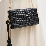 Florence Clutch Black Patent Resin Croc