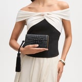 Florence Clutch Black Patent Resin Croc
