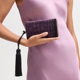 Florence Clutch Fig Velvet Croc