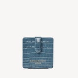 Compact Mirror Deep Shine Peacock Blue Small Croc