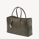 London Tote Evergreen Woven Leather