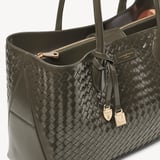 London Tote Evergreen Woven Leather
