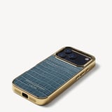 iPhone 17 Pro Case Deep Shine Peacock Blue Small Croc