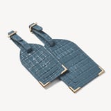 Set of 2 Luggage Tags Deep Shine Peacock Blue Small Croc