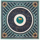 Aries Zodiac Silk Scarf Navy Pure Silk