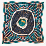Aries Zodiac Silk Scarf Navy Pure Silk