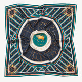 Taurus Zodiac Silk Scarf Navy Pure Silk