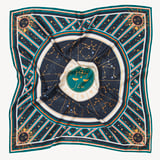 Libra Zodiac Silk Scarf Navy Pure Silk