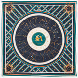 Aquarius Zodiac Silk Scarf Navy Pure Silk