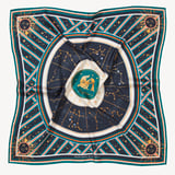 Aquarius Zodiac Silk Scarf Navy Pure Silk