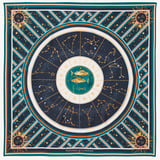 Pisces Zodiac Silk Scarf Navy Pure Silk
