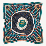 Pisces Zodiac Silk Scarf Navy Pure Silk