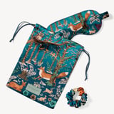 Silk Eye Mask Set Peacock Blue Woodland Pure Silk