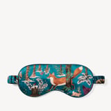 Silk Eye Mask Set Peacock Blue Woodland Pure Silk