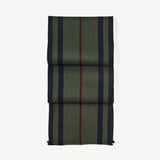 Striped Merino Wool Scarf Evergreen, Merlot & Navy Merino Wool