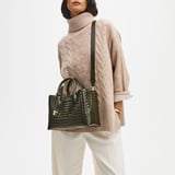 Midi London Tote Evergreen Woven Leather