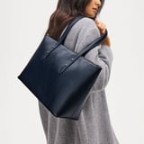 Regent Zipped Tote  Navy Saffiano