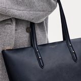 Regent Zipped Tote  Navy Saffiano
