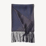 Pure Silk Tassel Scarf Navy Falling Shields
