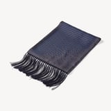 Pure Silk Tassel Scarf Navy Falling Shields