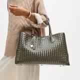 London Tote Evergreen Woven Leather