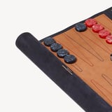 Travel Backgammon Set Navy & Cappucino Suede