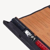 Travel Backgammon Set Navy & Cappucino Suede