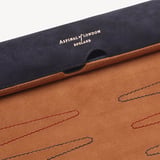 Travel Backgammon Set Navy & Cappucino Suede