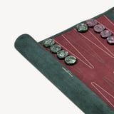 Travel Backgammon Set Alpine Green & Burgundy Suede
