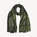 Silk Check Scarf Evergreen Silk Modal