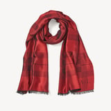 Silk Check Scarf Cardinal Red Silk Modal