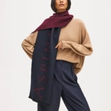 Bi-Colour Heavyweight Merino Wool Scarf Navy & Merlot Merino Wool