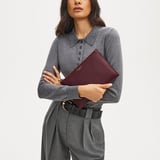 Large Essential Flat Pouch Burgundy Pebble