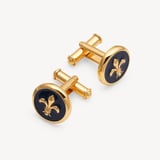 Fleur De Lis Cufflinks Navy Enamel & 18ct Gold Plated