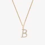 Diamond Initial B Necklace 0.136ct Diamond