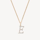 Diamond Initial E Necklace 0.113ct Diamond
