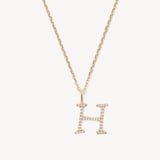 Diamond Initial H Necklace 0.126ct Diamond
