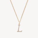 Diamond Initial L Necklace 0.076ct Diamond