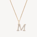 Diamond Initial M Necklace 0.207ct Diamond