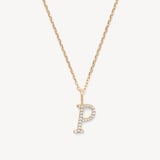 Diamond Initial P Necklace 0.126ct Diamond